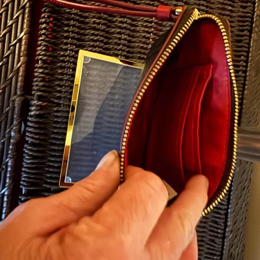 Coach Brown and‎ Red Wristlet